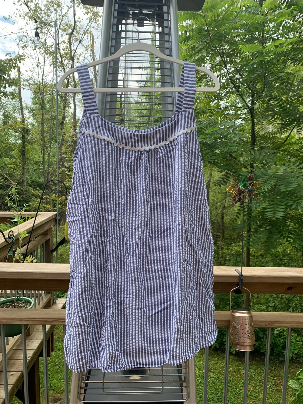 Draper James Blue and White Striped Seersucker Nighty